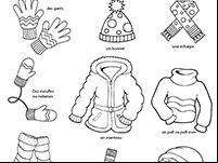 Imagier lié au vocabulaire de l'hiver, les vêtements