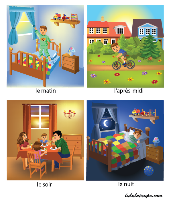 Fiche gratuite à imprimer ; les moments de la journée