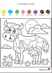 Coloriage magique, les additions dont le résultat est compris entre 11 et 18