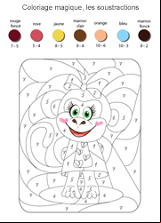 Coloriage magique à imprimer, les soustractions
