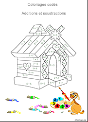 Coloriage magique, petites additions et soustractions