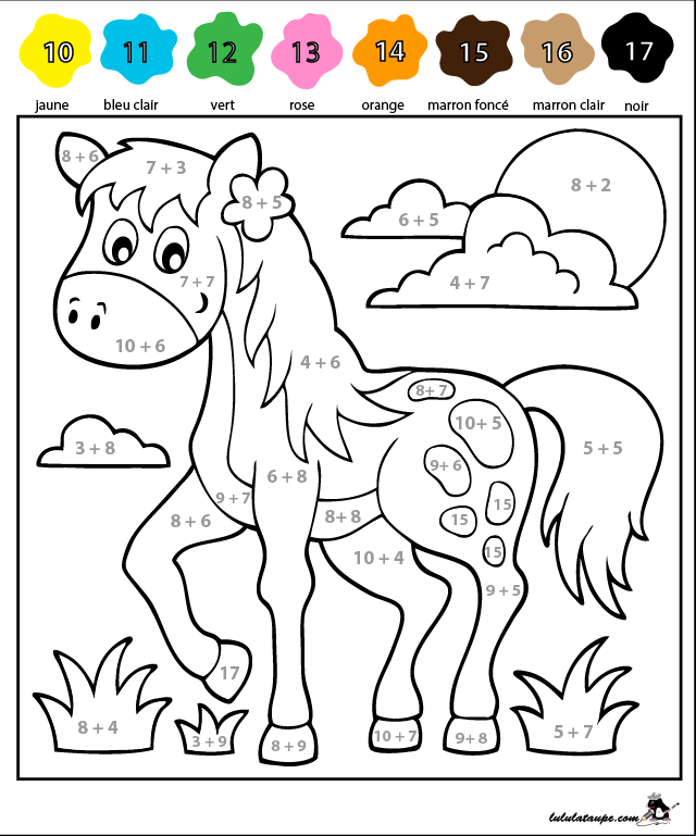 Coloriage codé, les additions