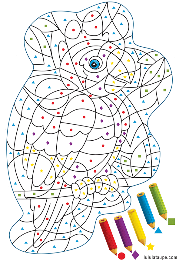 Coloriage magique gratuit, un perroquet
