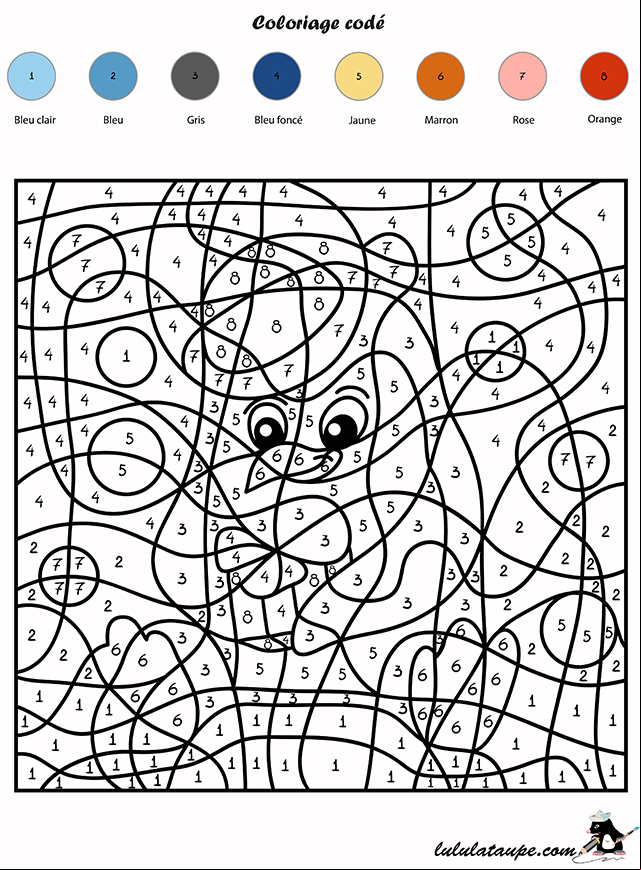 Coloriage codé à imprimer, les chiffres