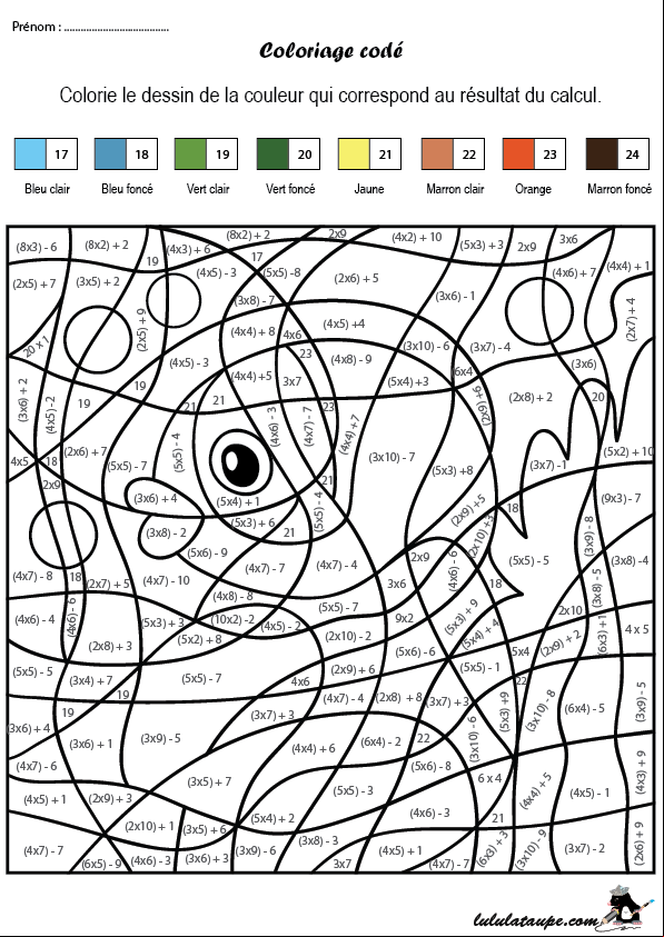 Coloriage codé, additions et multiplications