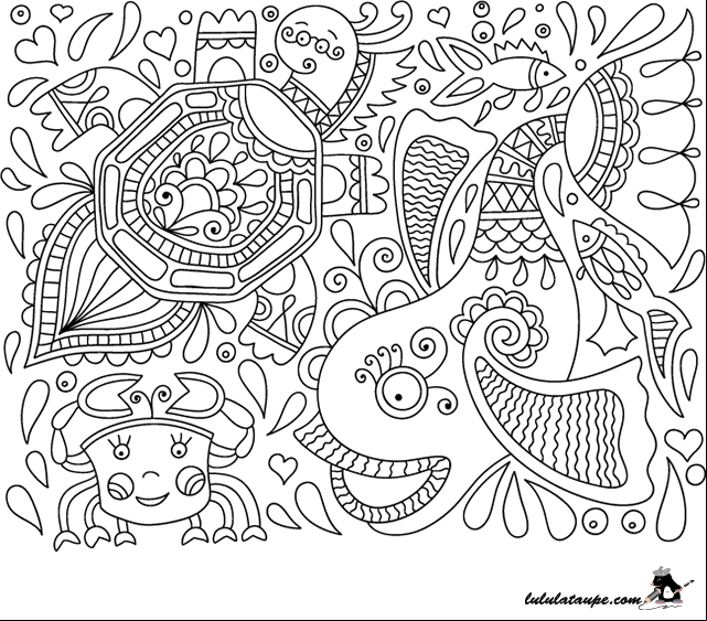 Dessin abstrait pour enfant ou adulte, un fond marin