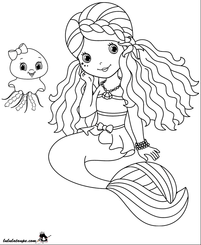 Dessin à colorier, une sirène
