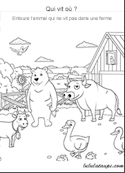 Jeu d'observation gratuit à imprimer les animaux de la ferme