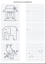 Modèle de dessins à reproduire sur quadrillage, jeu à imprimer, maternelle, GS, 
 