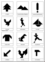 Silhouettes d'animaux, de personnages et d'objets pour jeu tangram à imprimer gratuitement