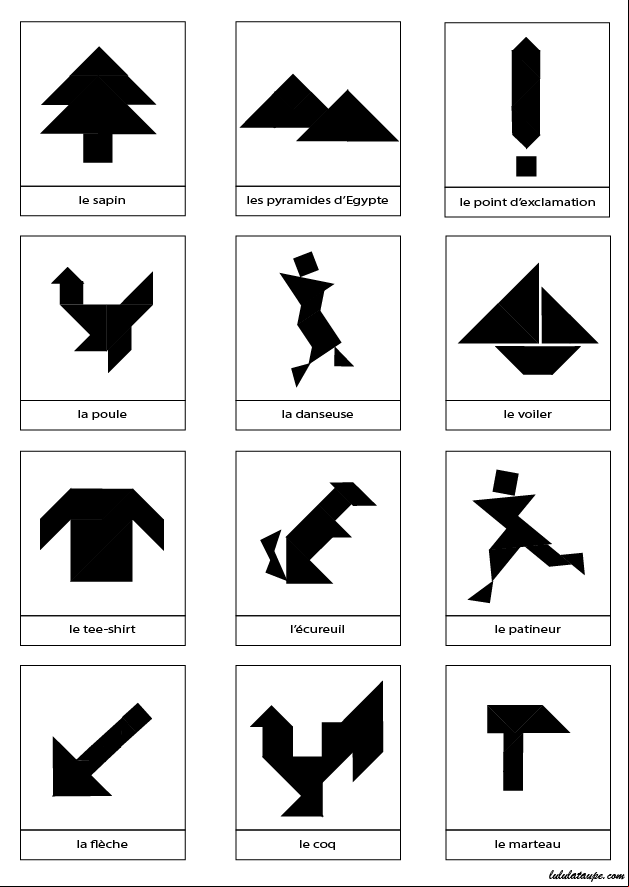 Page de dessins à réaliser avec jeu Tangram