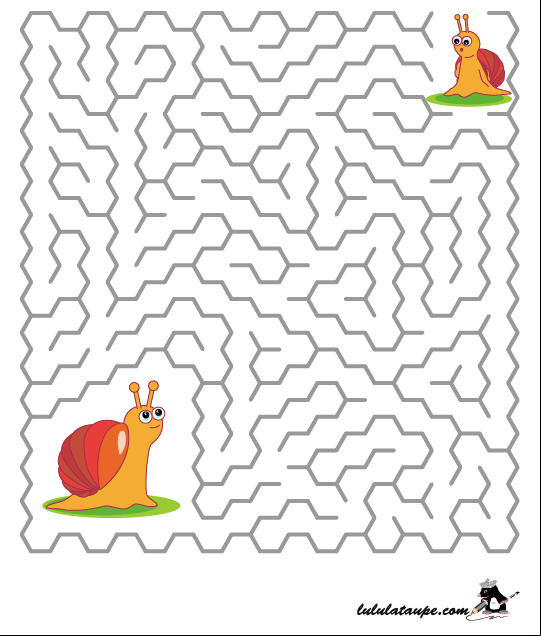Labyrinthe gratuit à imprimer, les escargots