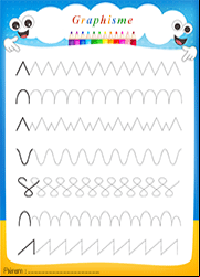 Graphisme pour enfants de maternelle, les traits, obliques, vagues, boucles