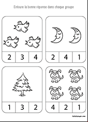 Numération, apprendre les chiffres de 1 à 4