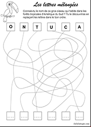 Jeu de lettres à imprimer, les lettres mélangées