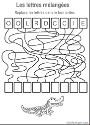 Jeu de lettres à imprimer, les lettres mélangées