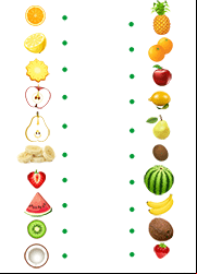 Exercice ludique à imprimer, associer intérieur et extérieur des fruits 