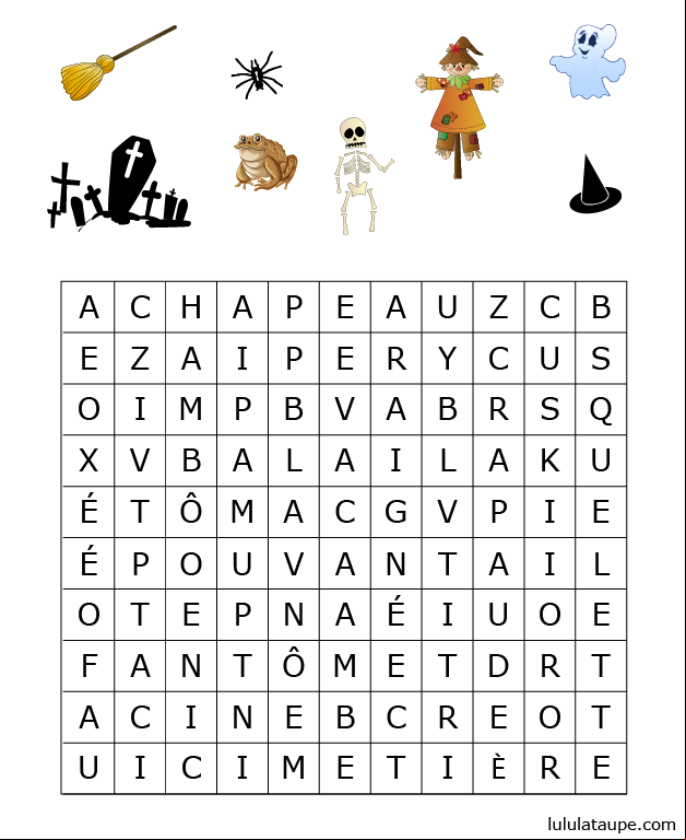 Mots mêlés à imprimer, Halloween