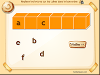 Jeu en ligne, placer les lettres de l'alphabet dans le bon ordre